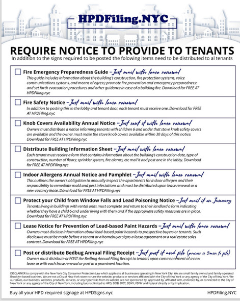 Hpd Required forms to mail tenant