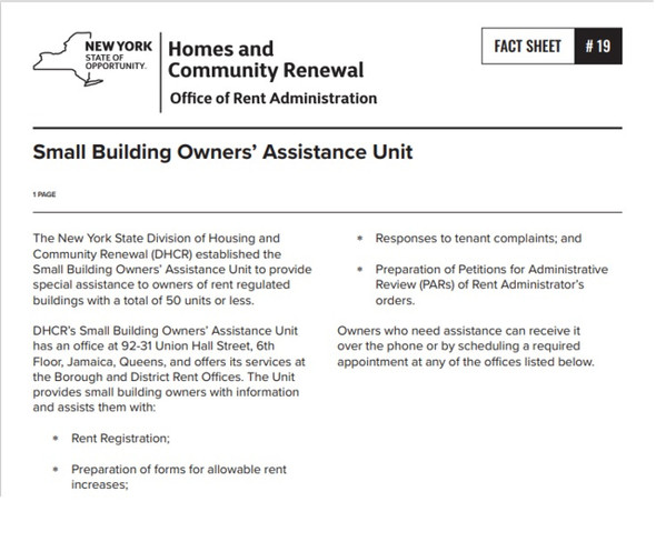 Fact Sheet #19: Small Building Owners' Assistance Unit