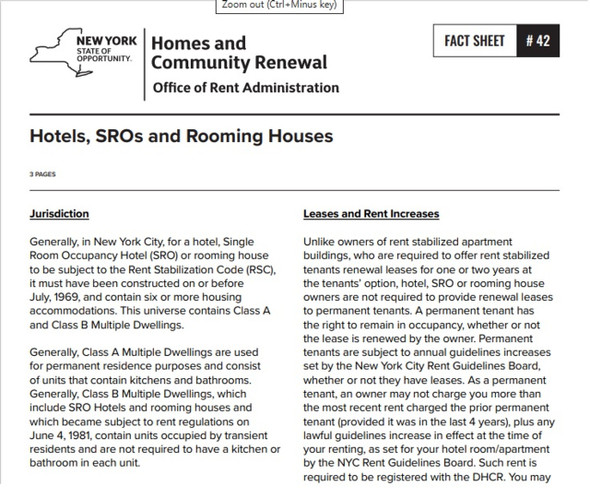 Fact Sheet #42: Hotels, SROs and Rooming Houses