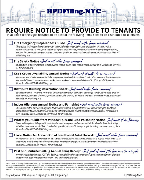 hpd Required Notice to provide to tenants  checkList