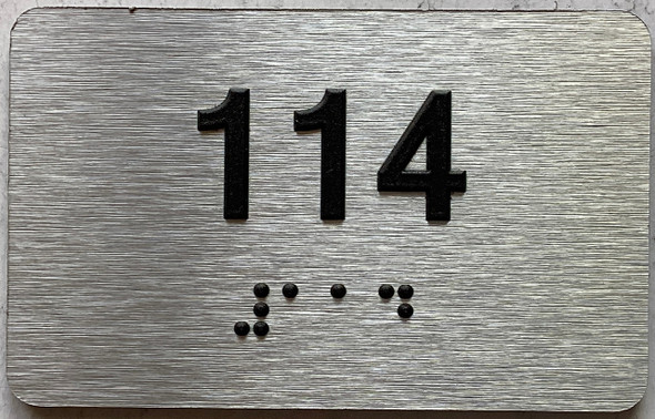 apartment number 114 sign