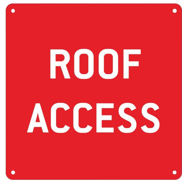 ROOF ACCESS SIGN- RED ALUMINUM (ALUMINUM SIGNS)