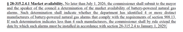 NYC Local Law 157 Update (Natural Gas Detectors Deadline Extension, pdf, Section 28-315.2.4.1)