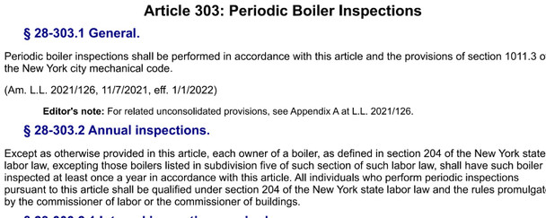 Owner's Annual Boiler Inspection Report: Requirements in NYC   (pdf file)
