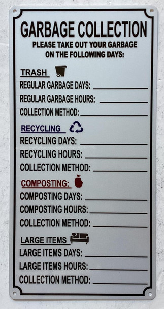 NYC HPD LANDLOARD GARBAGE COLLECTION SIGN