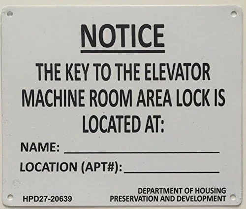 KEY TO ELEVATOR MACHINE ROOM SIGN