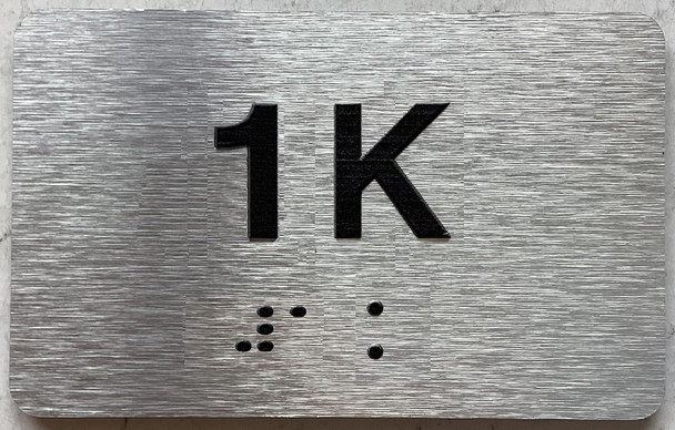 APT NUMBER 1K SIGN-UNIT NUMBER SIGN WITH RAISED LETTERS