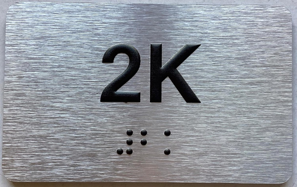 APT NUMBER 2K SIGN-UNIT NUMBER SIGN WITH RAISED LETTERS
