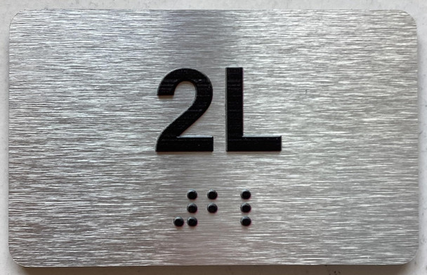 APT NUMBER 2L SIGN-UNIT NUMBER SIGN WITH RAISED LETTERS