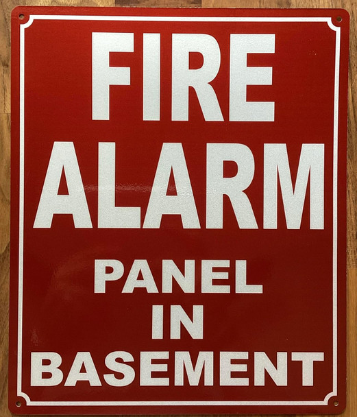 FIRE ALARM PANEL IN BASEMENT SIGN