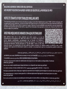 NYC Rent Stabilized Dwelling Units Notice (black, Holes ,8.5x11 inch, Aluminium , rust free)