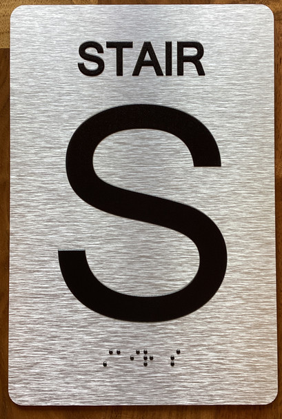 Stair S Sign with Raised Letters & Grade 2 Sign