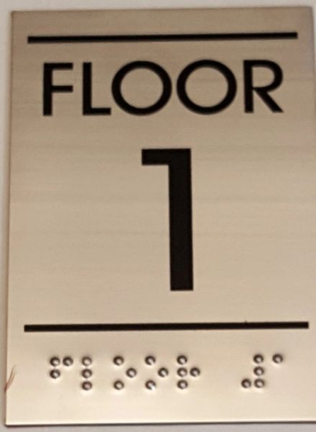 FLOOR NUMBER ONE (1) Sign -Tactile Signs   Ada sign