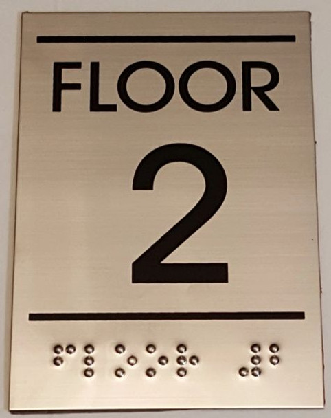 FLOOR NUMBER TWO (2) Sign -Tactile Signs   Ada sign
