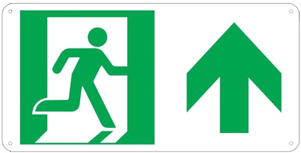 PHOTOLUMINESCENT EXIT Sign/ GLOW IN THE DARK "EXIT" Sign(ALUMINUM Sign WITH UP ARROW AND RUNNING MAN/ EGRESS DIRECTION Sign