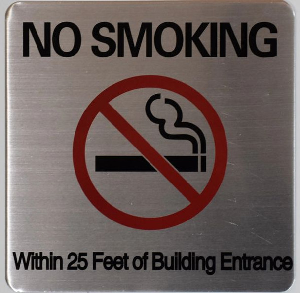 NO SMOKING WITHIN 25 FEET OF BUILDING ENTRANCE Sign