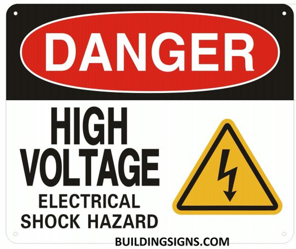 DANGER HIGH VOLTAGE ELECTRICAL SHOCK HAZARD SIGN