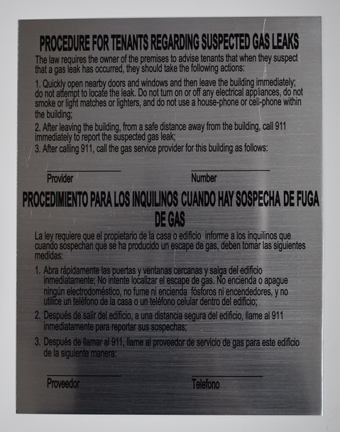 HPD GAS LEAK NOTICE SIGN