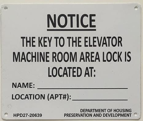 KEY TO ELEVATOR CONTROL ROOM (WHITE-aluminium)
