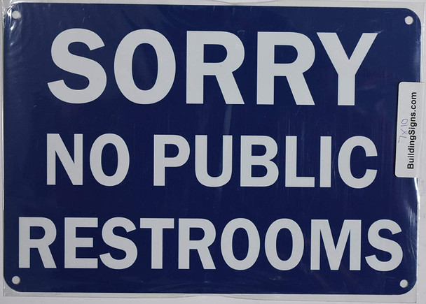 NO Public Restroom Sign (Aluminium, Blue/White)