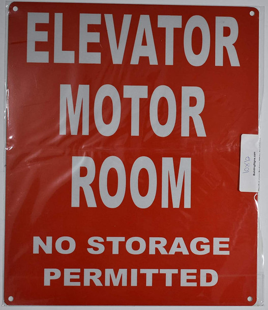 Elevator Motor Room Sign (Red, Reflective, Aluminium )