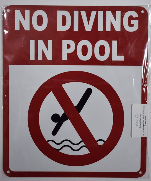 NO Diving in Pool Sign