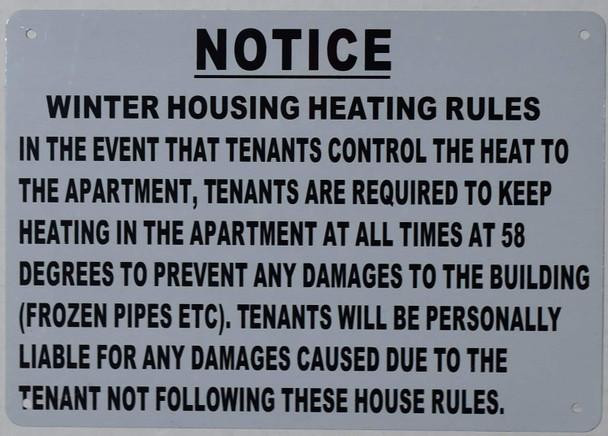 Winter HOUSING Heating Rules Sign