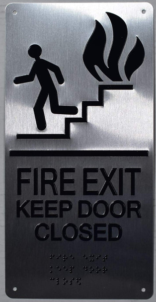 FIRE EXIT Keep Door Closed Sign -Tactile Signs -The Sensation line Ada sign