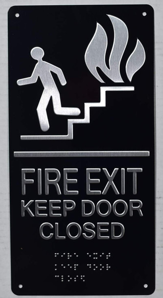 FIRE EXIT Keep Door Closed Sign -Tactile Signs Tactile Signs -The Sensation line Ada sign