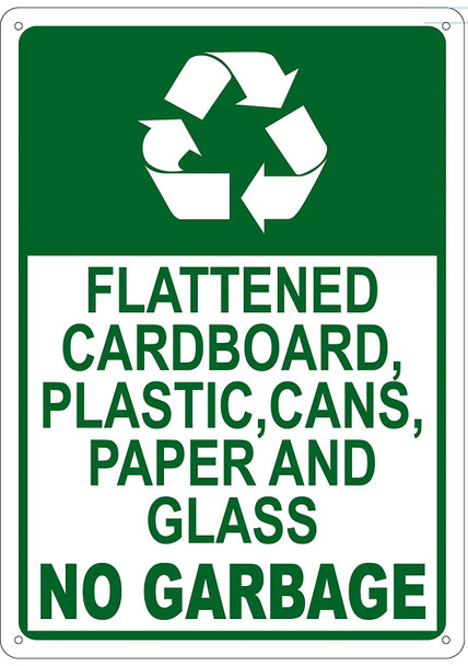 FLATTENED CARDBOARD AND PAPER NO GARBAGE Sign