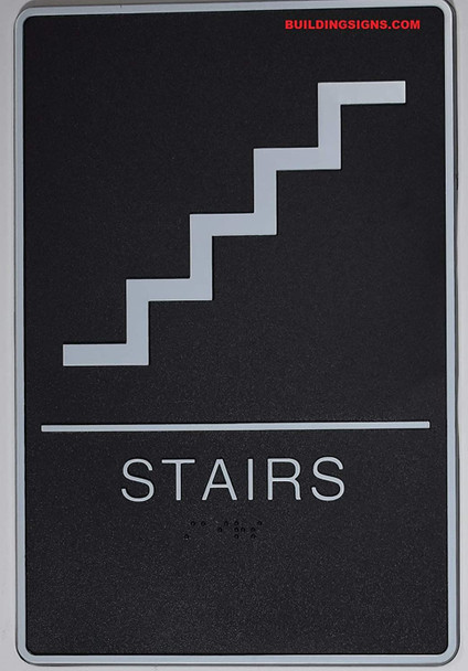 ADA Braille Stair Sign (Black, Comes with Double Sided Tape)- The Standard ADA line