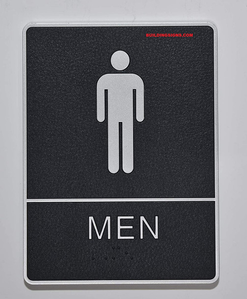 ADA Men Restroom Sign with Braille and Double Sided Tap -Tactile Signs  The Leather Sheffield ADA line Ada sign