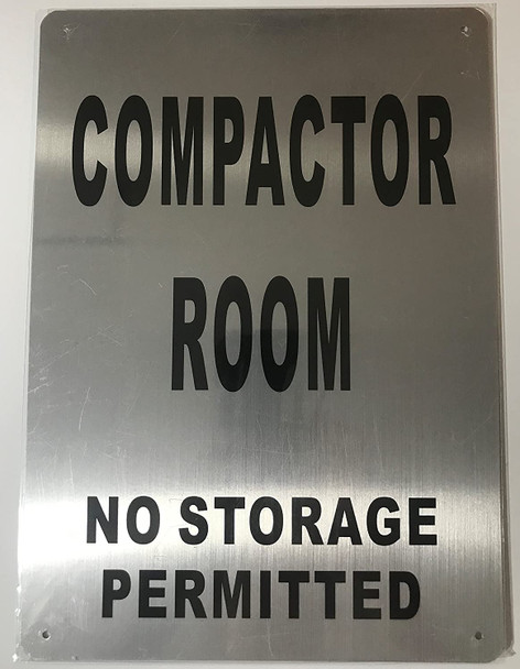 Compactor Room Sign (Brushed Aluminium,) Potere d'argento Line