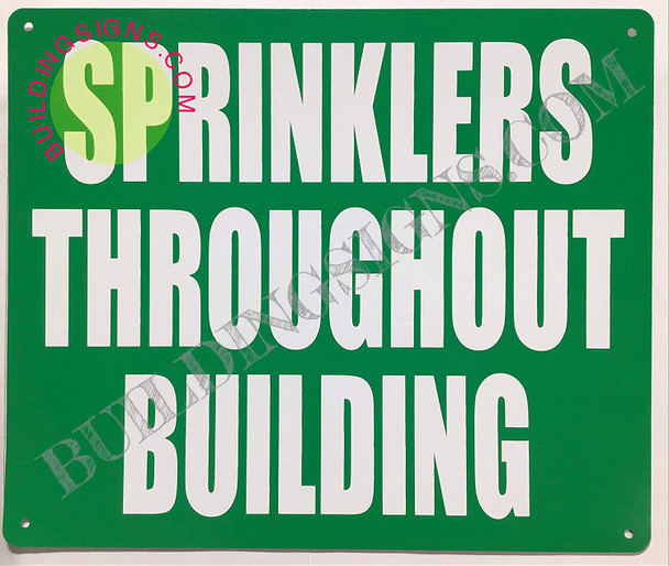 SPRINKLERS Throughout Building Sign