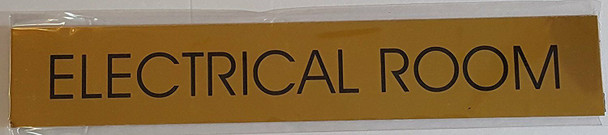 ELECTRICAL ROOM SIGN - Gold BACKGROUND - WITH SELF ADHESIVE STICKER FOR INDOOR USE