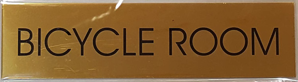 BICYCLE ROOM SIGN - Gold BACKGROUND  WITH SELF ADHESIVE STICKER FOR INDOOR USE