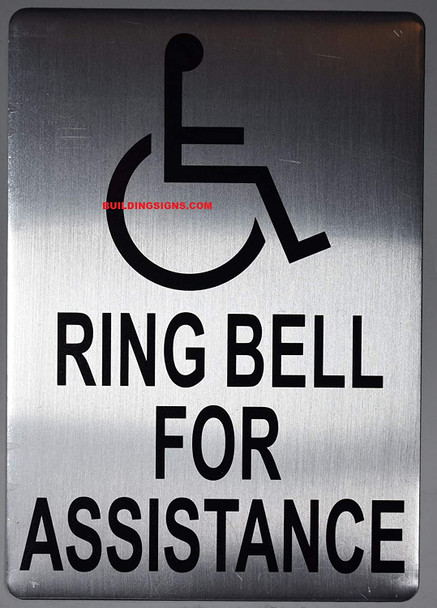 ADA Ring Bell for Assistance with Symbol Sign