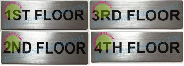 Floor Number Sign--Pack Metal Floor Sign Aluminum Signfor First, Second, Third, Fourth Floor Sign