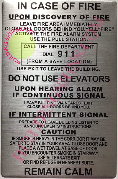 Door fire Notice Sign/Hotel fire Door SignMotel fire Door Sign (Brush Aluminium  Double Sided Tape)