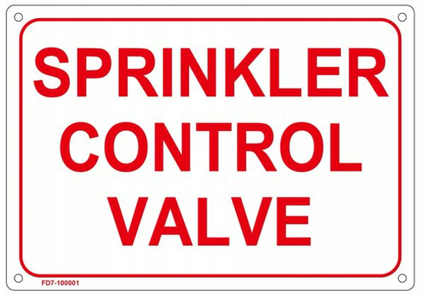 WHITE SPRINKLER CONTROL VALVE SIGN