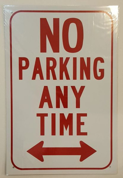 NO PARKING ANY TIME WITH DOUBLE ARROW Sign