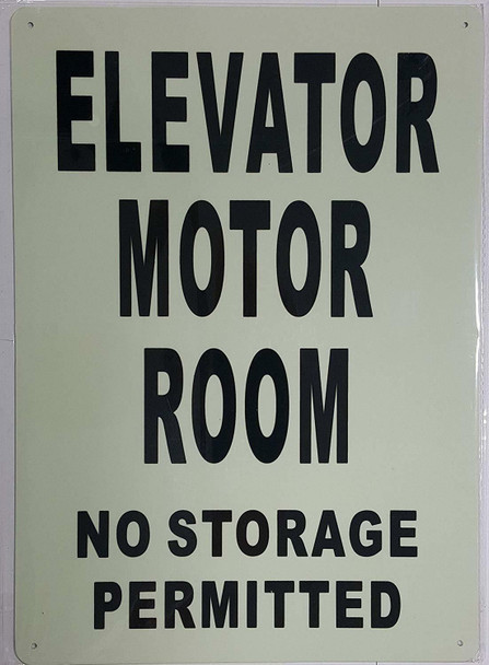 ELEVATOR MOTOR ROOM SIGN GLOW IN THE DARK