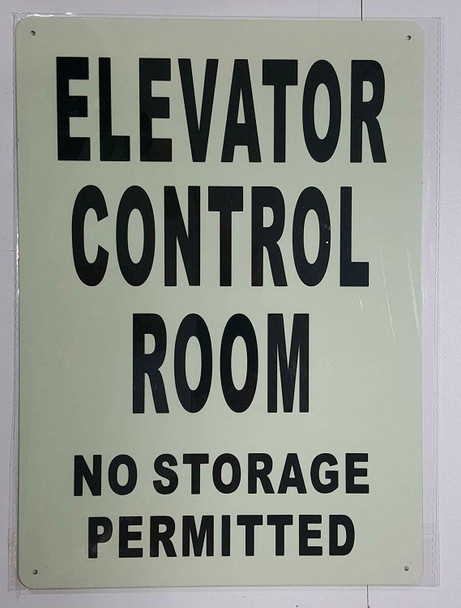 ELEVATOR CONTROL ROOM SIGN GLOW IN THE DARK