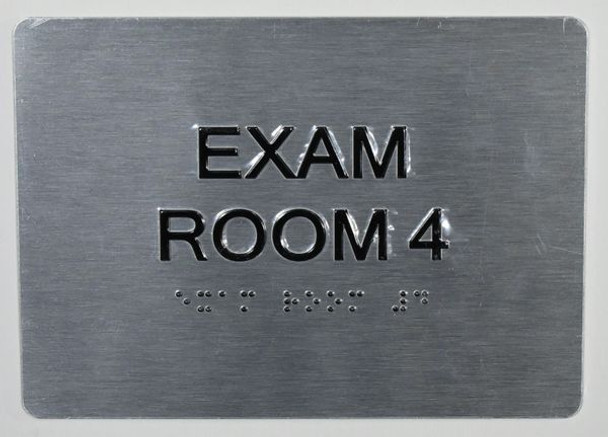 EXAM Room 4 Sign with Tactile Text and Braille Sign -Tactile Signs The Sensation line Ada sign