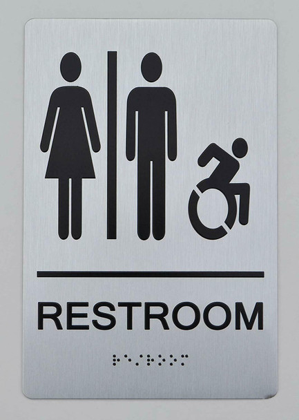 UNISEX ACCESSIBLE RESTROOM - ADA compliant sign.  -Tactile Signs The sensation line Ada sign