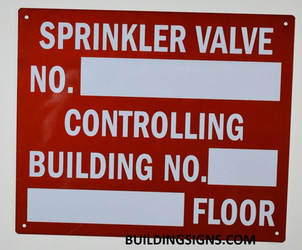 Sprinkler Valve Number Controlling Building Sign