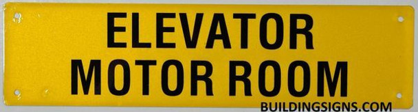 Elevator Motor Room Sign (Yellow, Reflective, Aluminium)