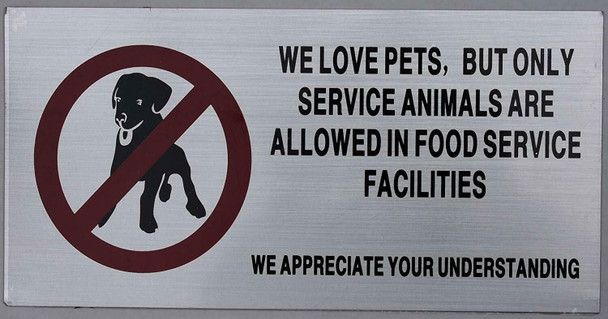 No Pets Allowed in Food Service Facilities Sign