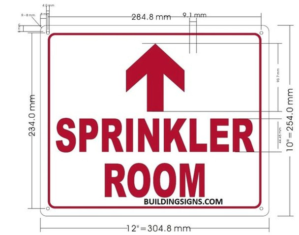 SPRINKLER UP ARROW ROOM SIGN