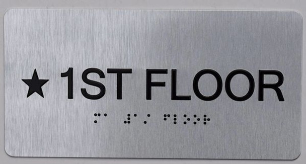 Star Floor Number 1 Sign  -Tactile Touch Braille Sign - The Sensation line -Tactile Signs  Ada sign